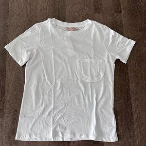 PHILOSOPHY White Women's Ruffle Pocket Short Sleeve Tee/T-Shirt Size Small